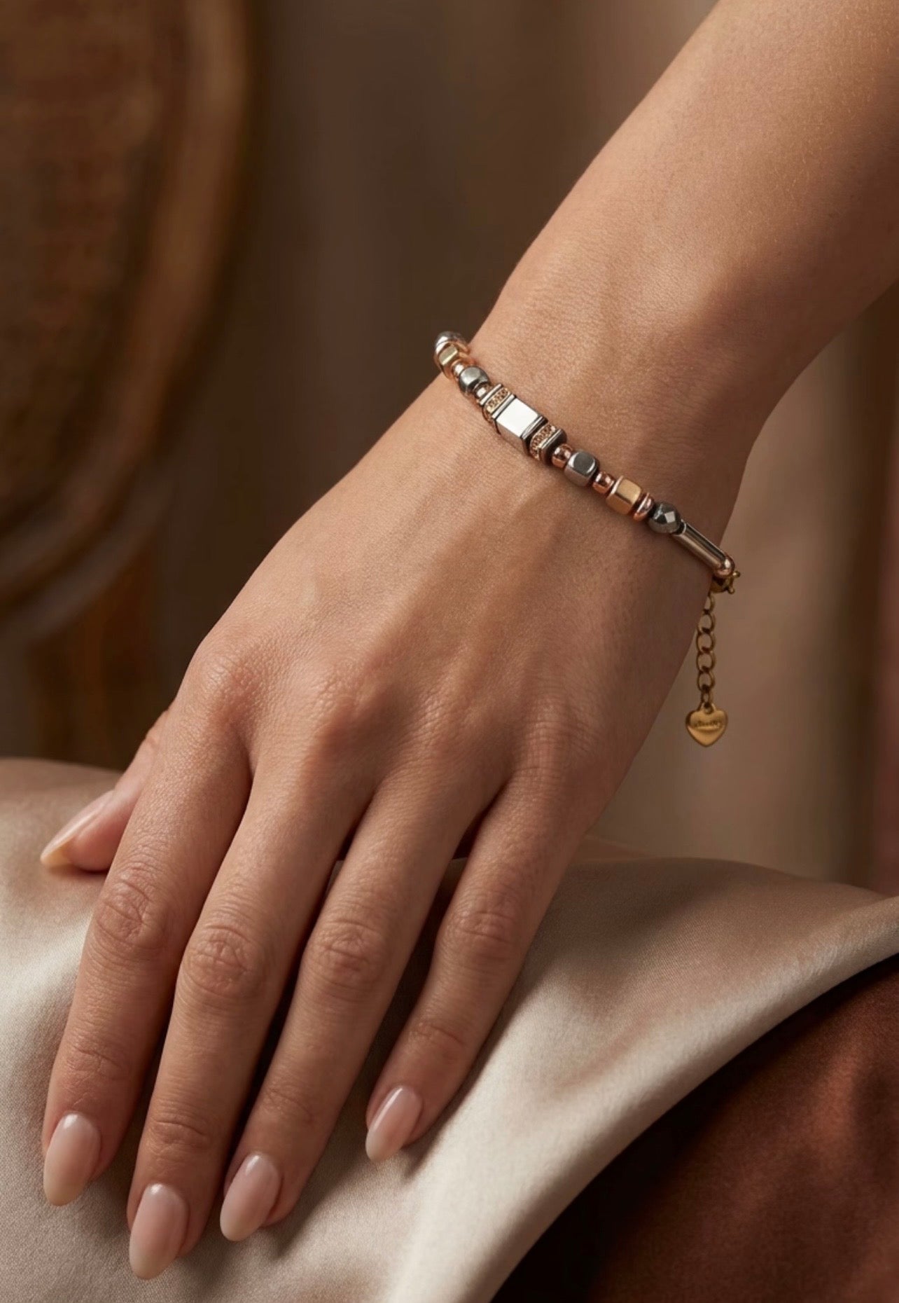 Silver Natural Stone Bracelet in Gold Stainless Steel