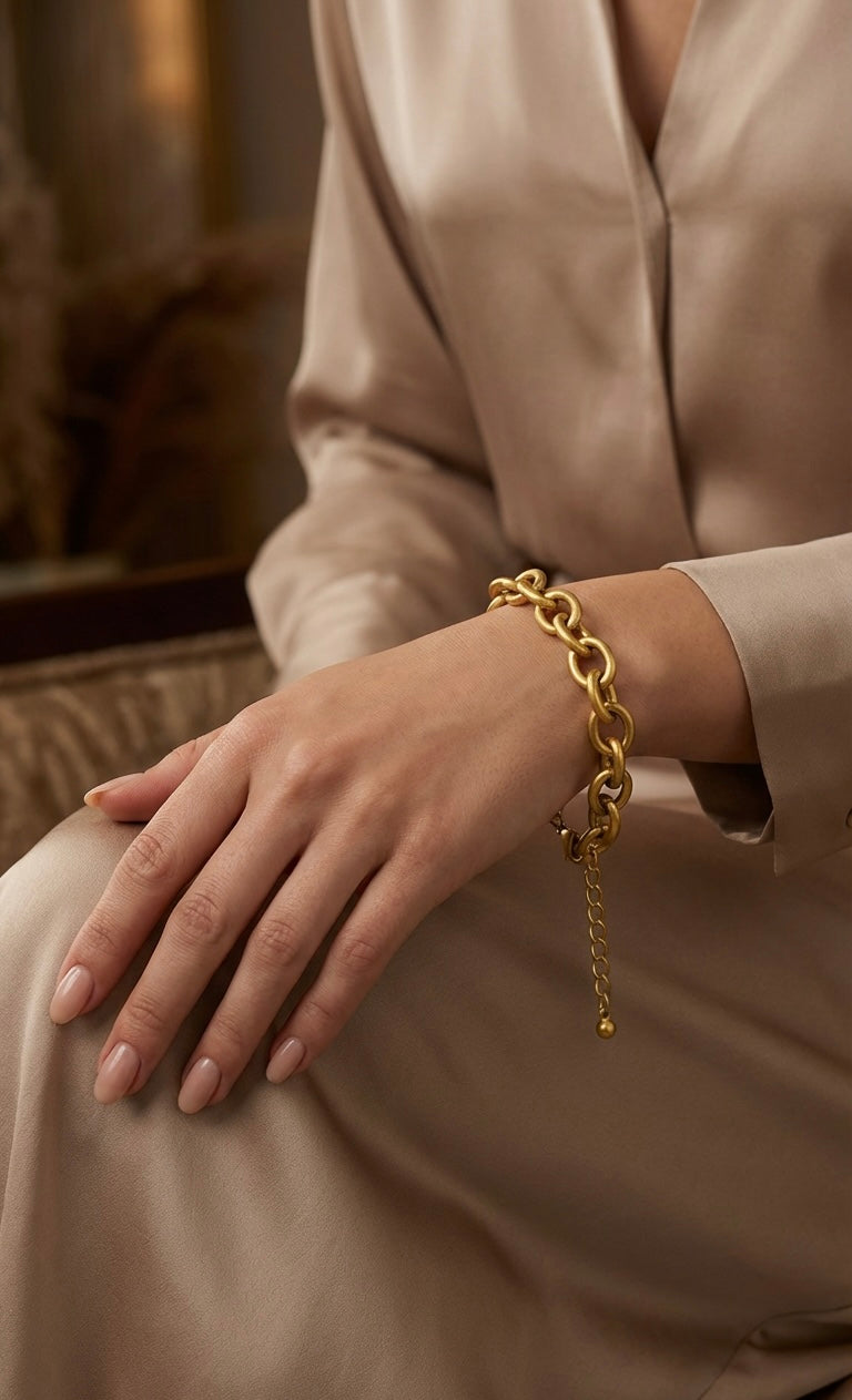 Gold-Tone Stainless Steel Double-Chain Bracelet – A Timeless Gift for Her