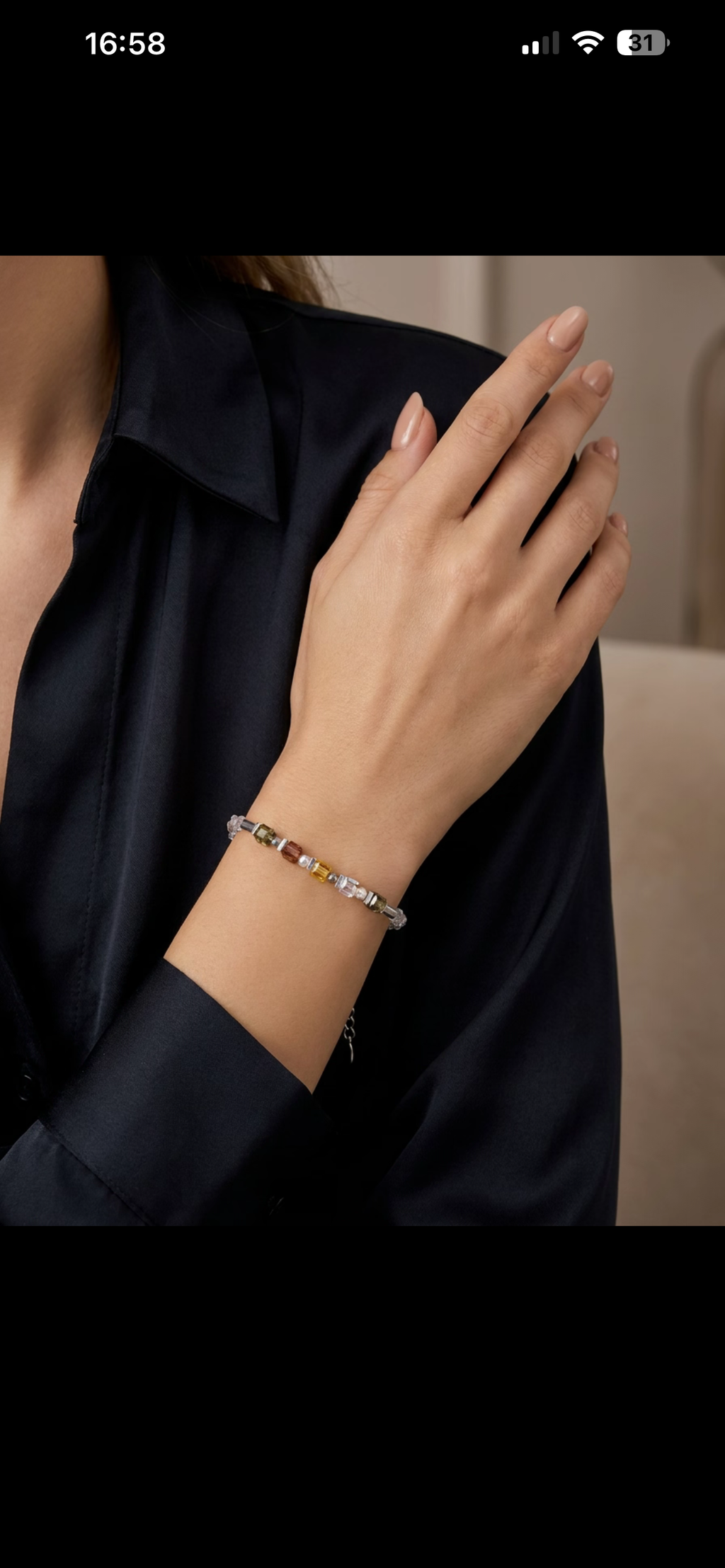 Mix Cube Glass Bracelet in whine gray silver steel