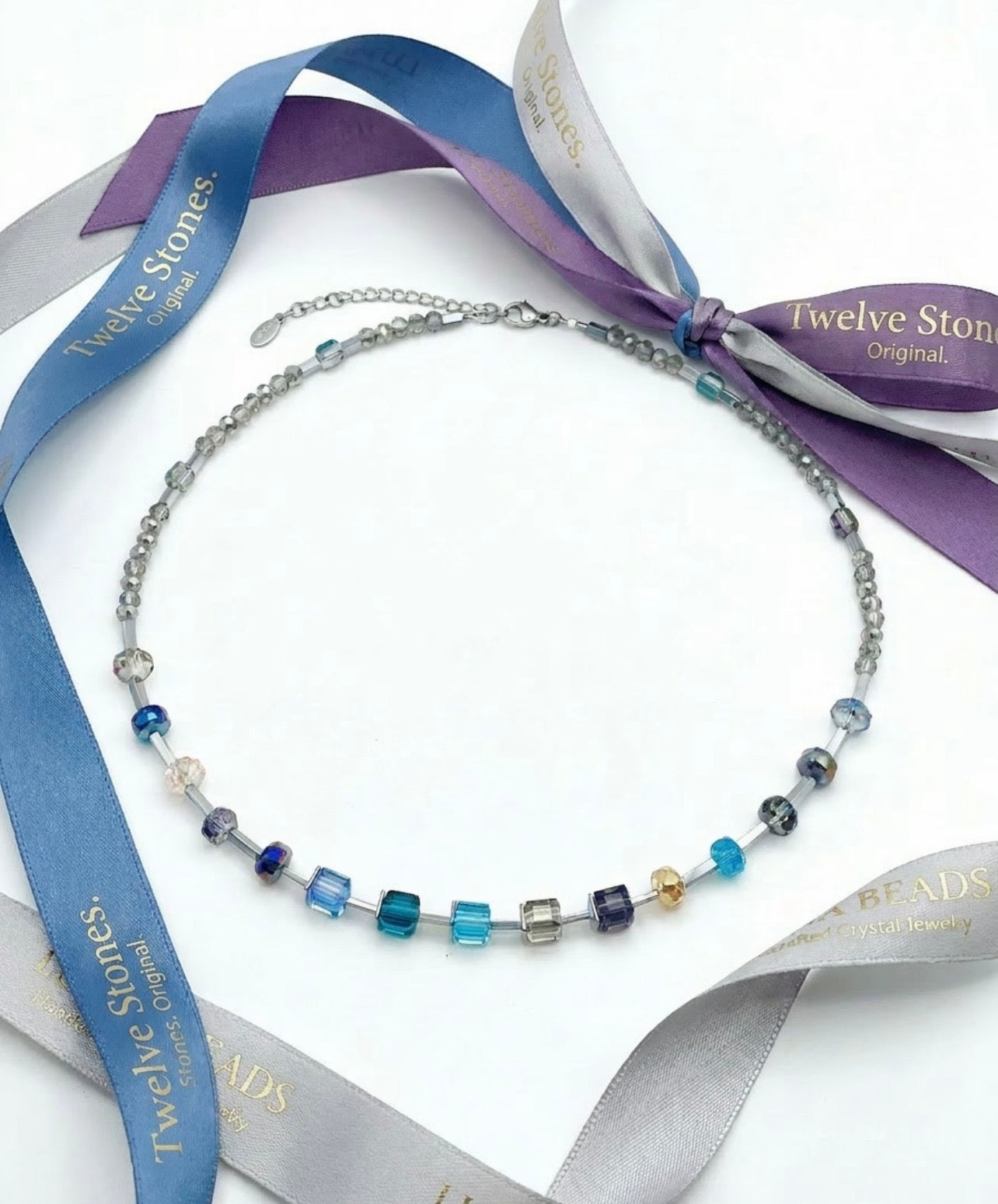 Blue Cube Collection Necklace – Silver Stainless Steel