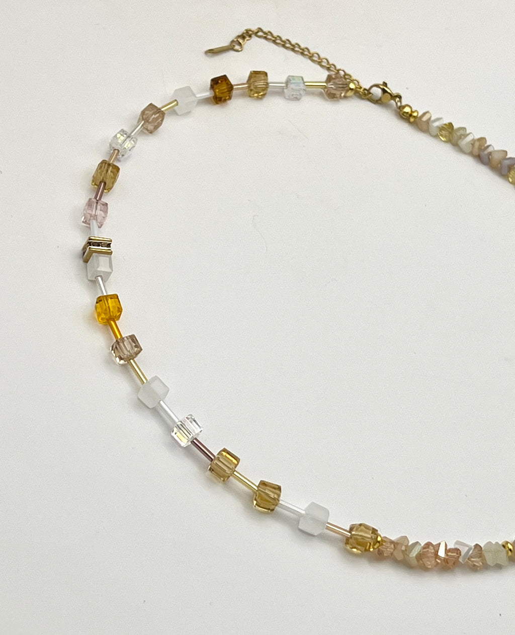 Champagne Crystal Glass Necklace – Gold Stainless Steel