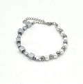 Silver White Natural Stone Bracelet | Silver Steel Jewelry for Women