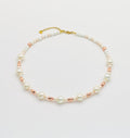 Cream and Rose Gold Natural Stone Necklace with Gold Stainless Steel Clasp