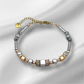 Silver Natural Stone Bracelet in Gold Stainless Steel