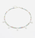 White Natural Stone & Multicolour Rhinestone Necklace | Silver-Plated Clasp
