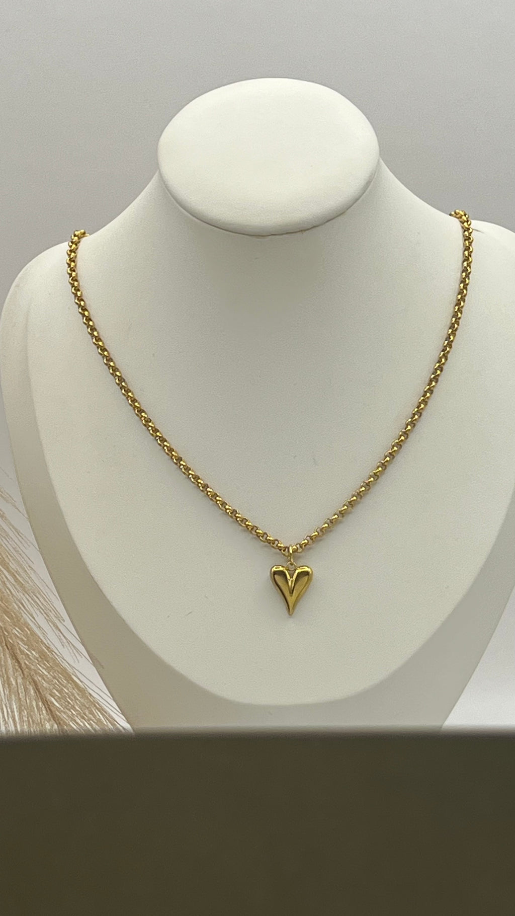 Gold Heart Pendant Necklace with Stainless Steel Chain