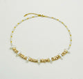 Gold & White Natural Stone Necklace | Stainless Steel