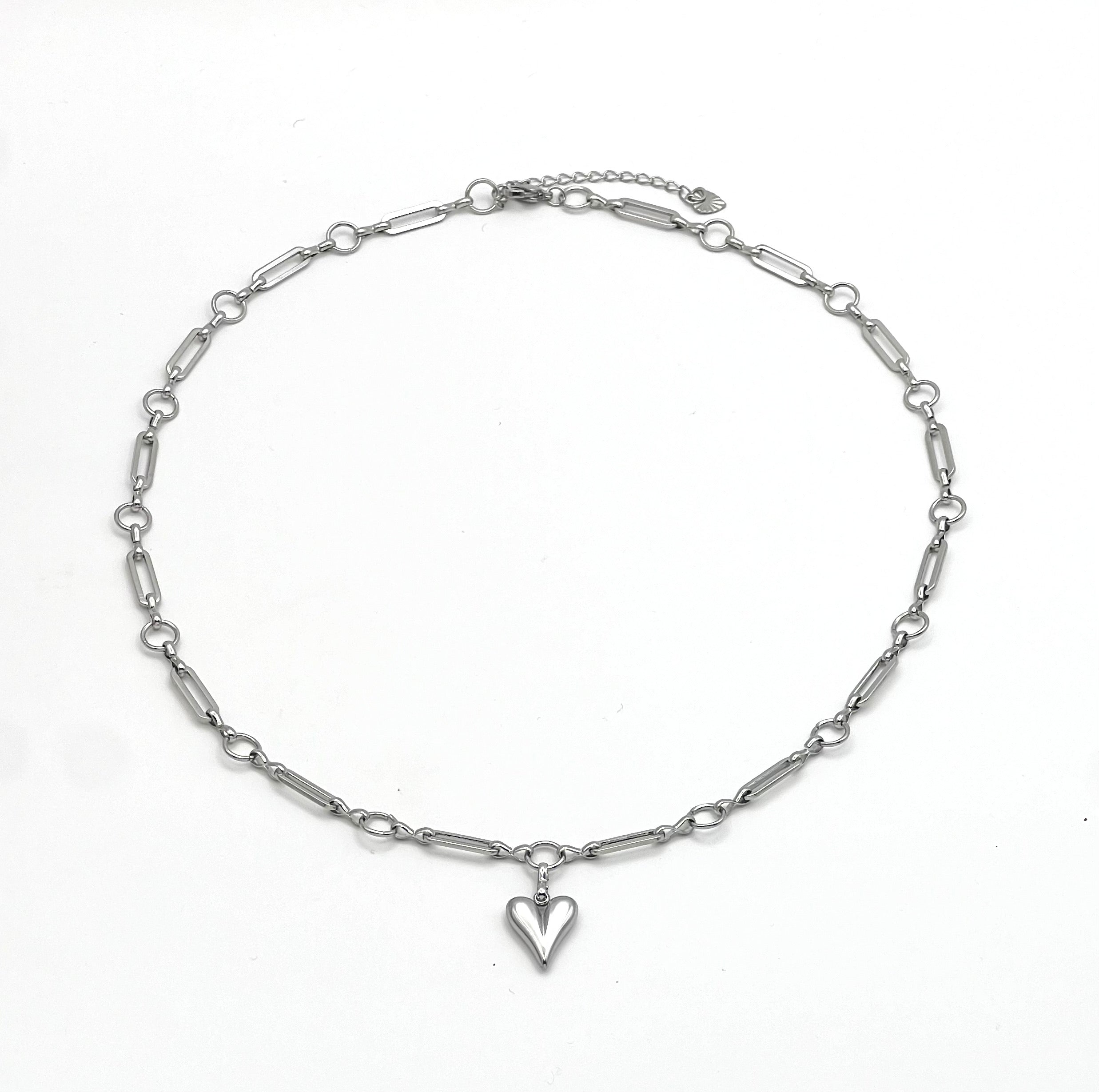 Silver Stainless Steel Heart Pendant Chain Necklace for Women – Gift Jewelry