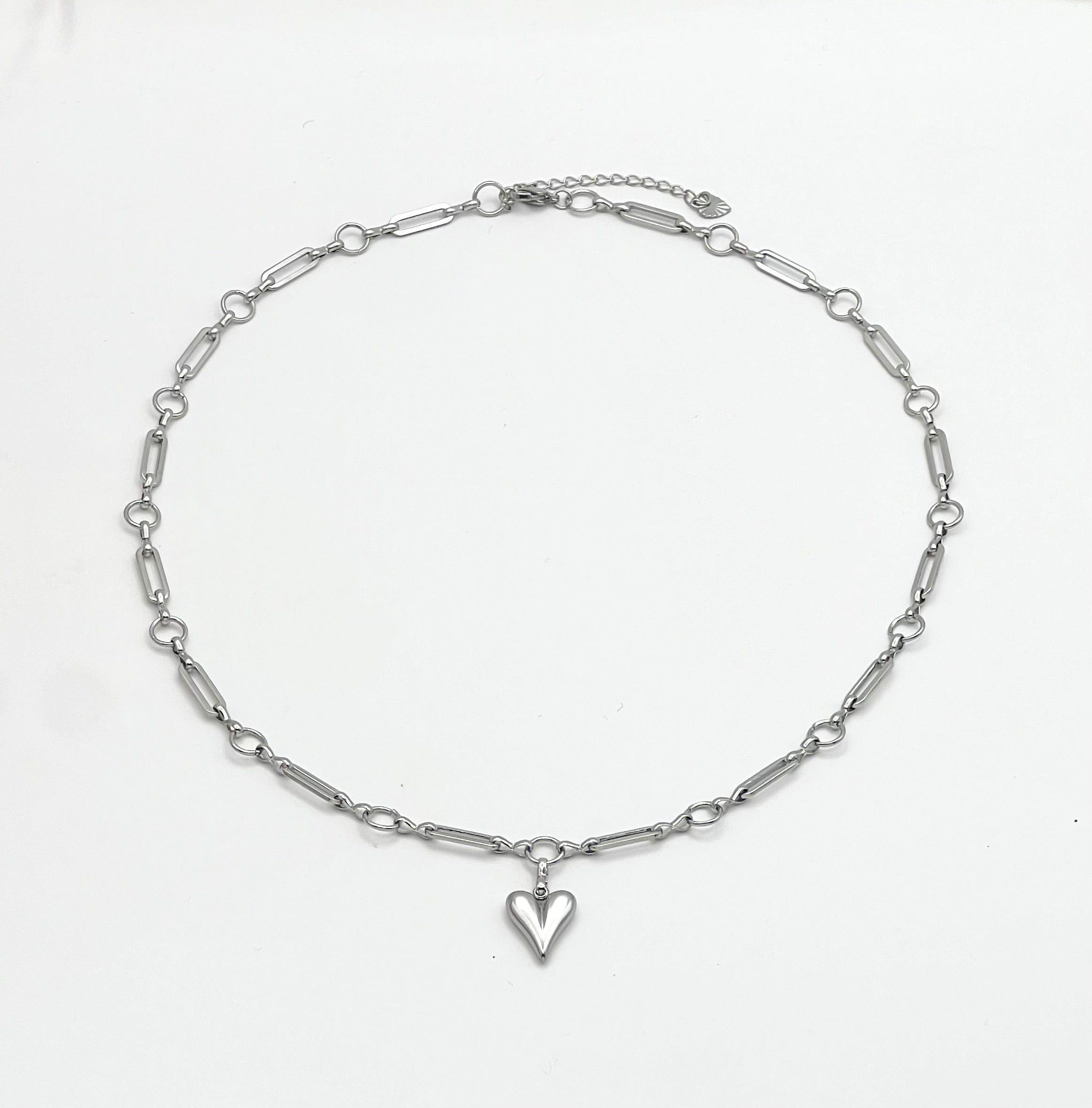 Silver Stainless Steel Heart Pendant Chain Necklace for Women – Gift Jewelry