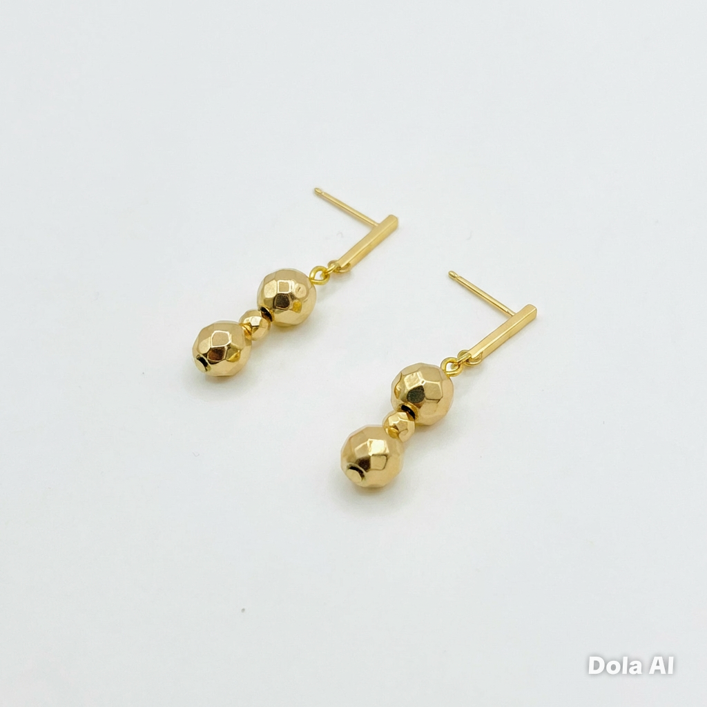Gold Hematite Natural Stone Drop Earrings | Stainless Steel Clasp
