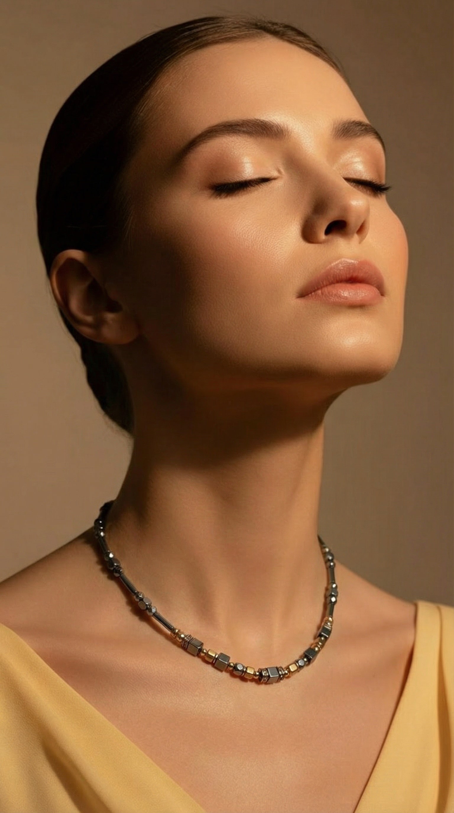 Silver Star Necklace with Natural Stones, Silver Steel