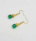 Green Crystal Glass Stone Drop Earrings | Gold-Plated Hook