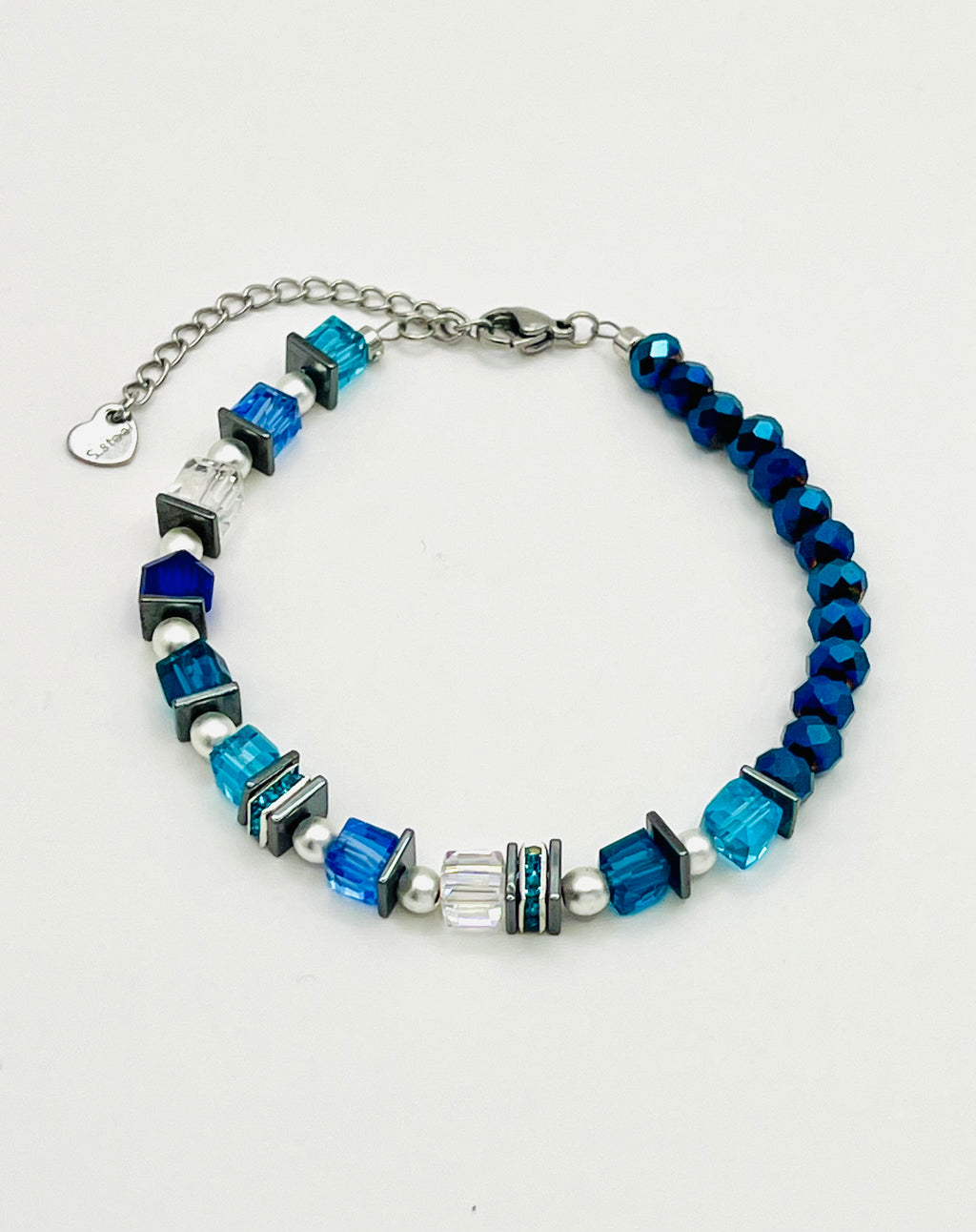 Dark Mix Blue Bracelet in Silver Stainless Steel