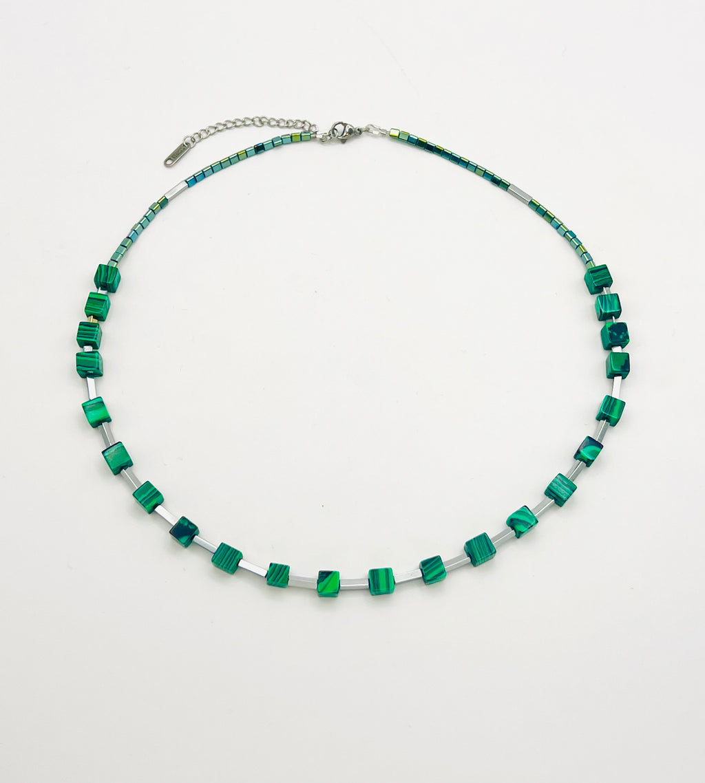 Malachite Natural Stones Necklace | Gold Stainless Steel Chain Elegant Jewellery