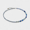 Delicate Light Blue Crystal Glass Necklace with Silver Steel