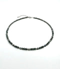 Black Hematite Heart Stone Necklace | Silver Stainless Steel Lobster Clasp