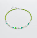 Green & White Crystal Glass Stone Bracelet | Silver Stainless Steel