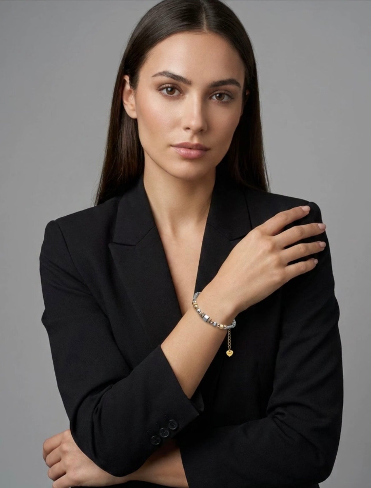 Silver Natural Stone Bracelet in Gold Stainless Steel