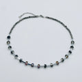 Silver & Black Faceted Crystal Glass Necklace | Silver Stainless Steel