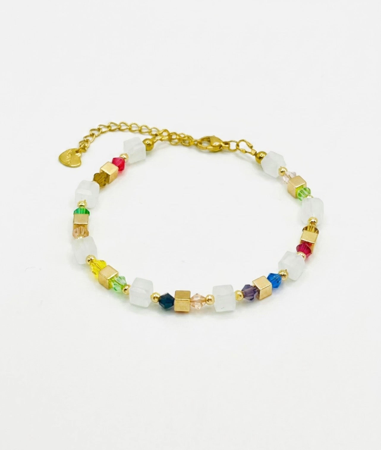 Multicolour and White Crystal Glass Stone Bracelet