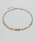 Silver, Gold & Rose Natural Stone Crystal Glass Necklace with Stainless Steel