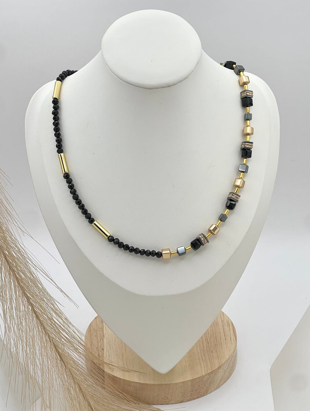 Ruth Black Gold National Stones Necklace – Gold Steel