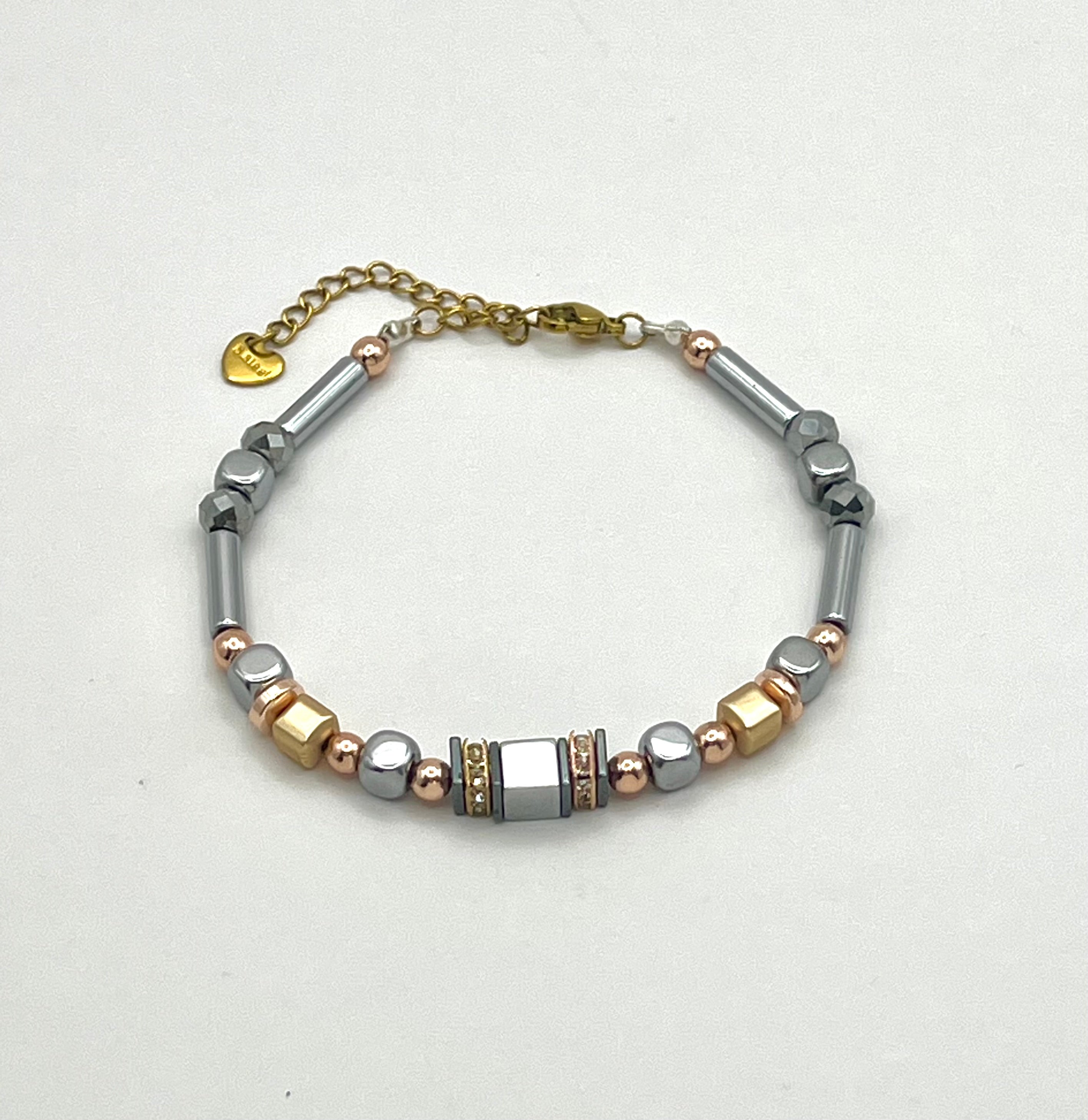 Silver Natural Stone Bracelet in Gold Stainless Steel