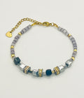 Crystal Glass Stone Bracelet in Silver Grey | Gold Stainless Steel