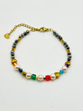 Multicolour & Grey Gold Heart Bracelet – Gold Stainless Steel
