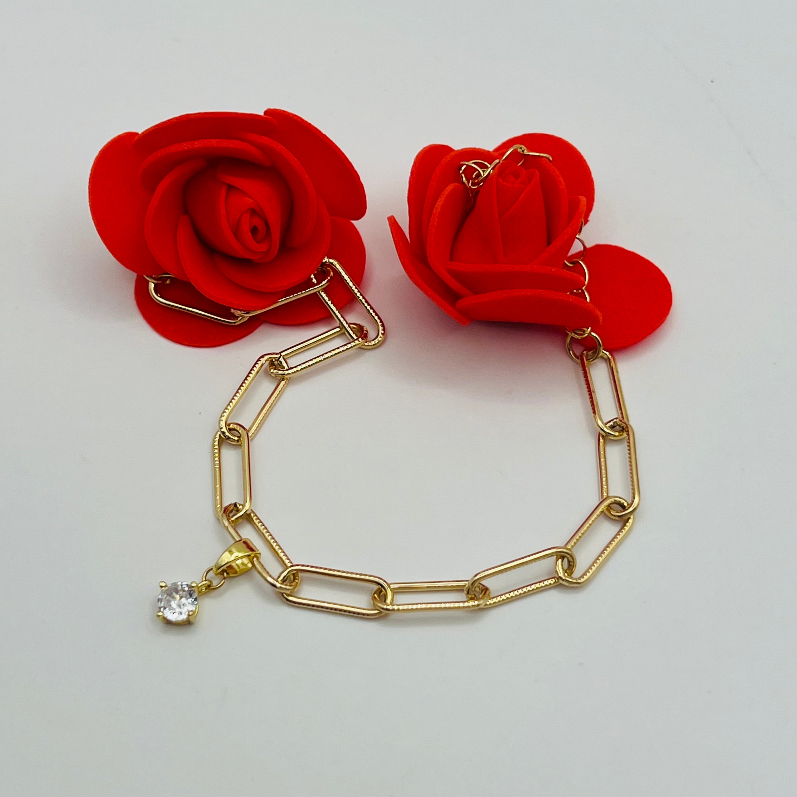Gold Stainless Steel Bracelet with Crystal Glass Pendant