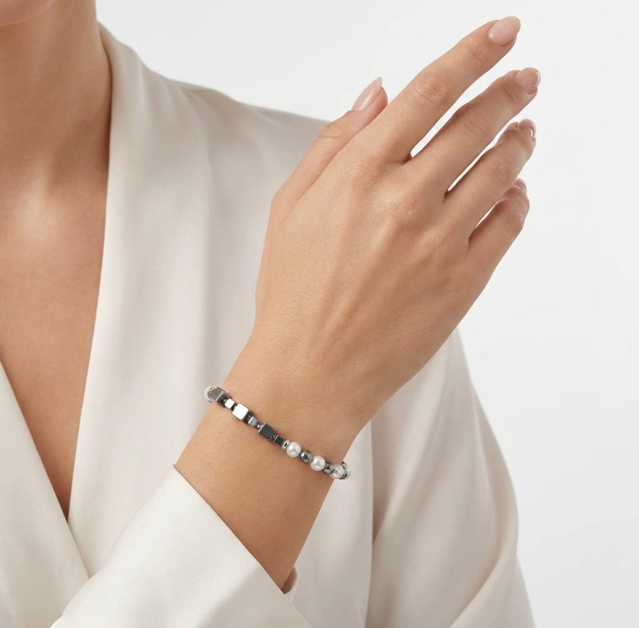 Silver White Natural Stone Bracelet | Silver Steel Jewelry for Women