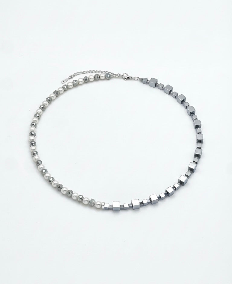 Silver White Natural Stone Necklace | Silver Steel Jewelry for Women