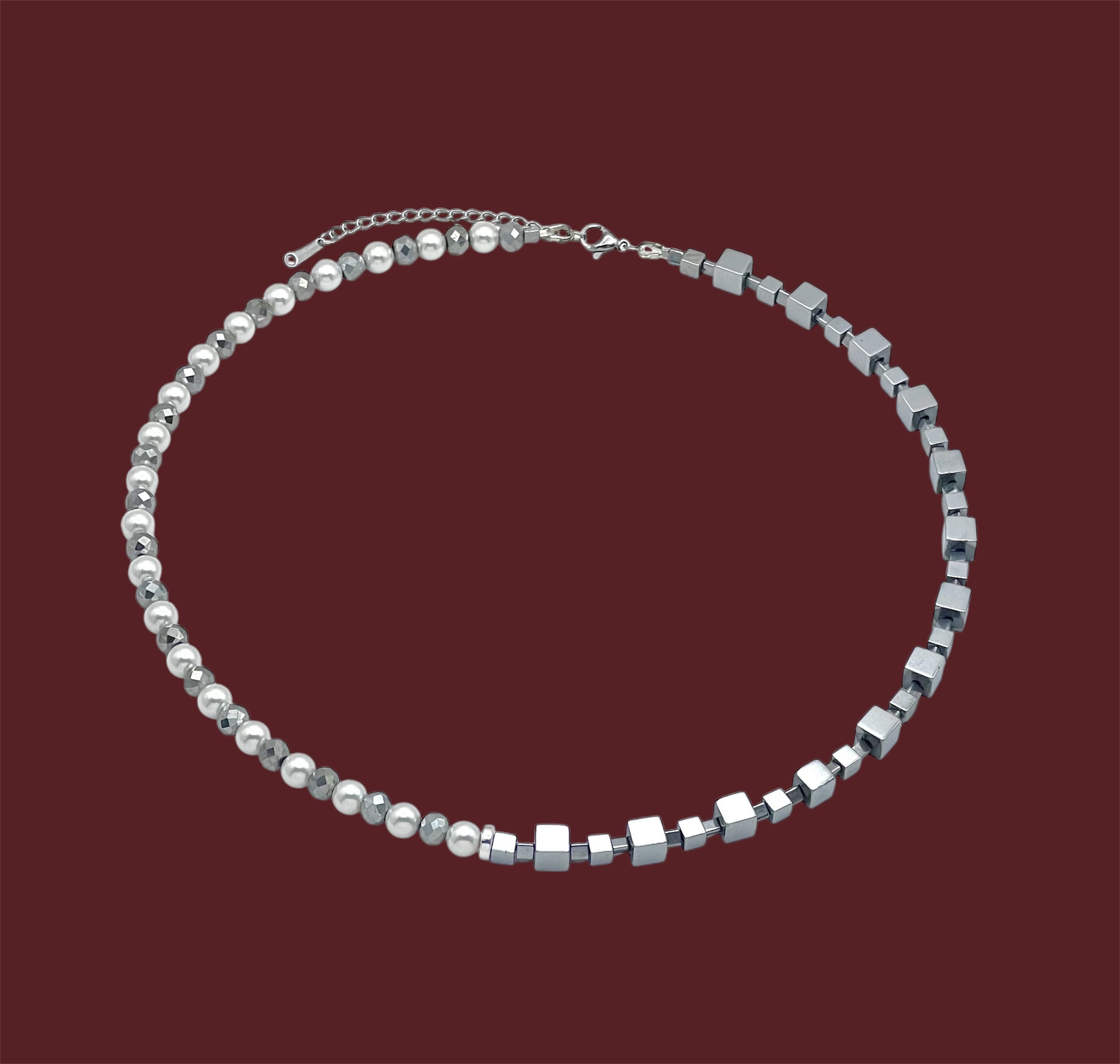 Silver White Natural Stone Necklace | Silver Steel Jewelry for Women