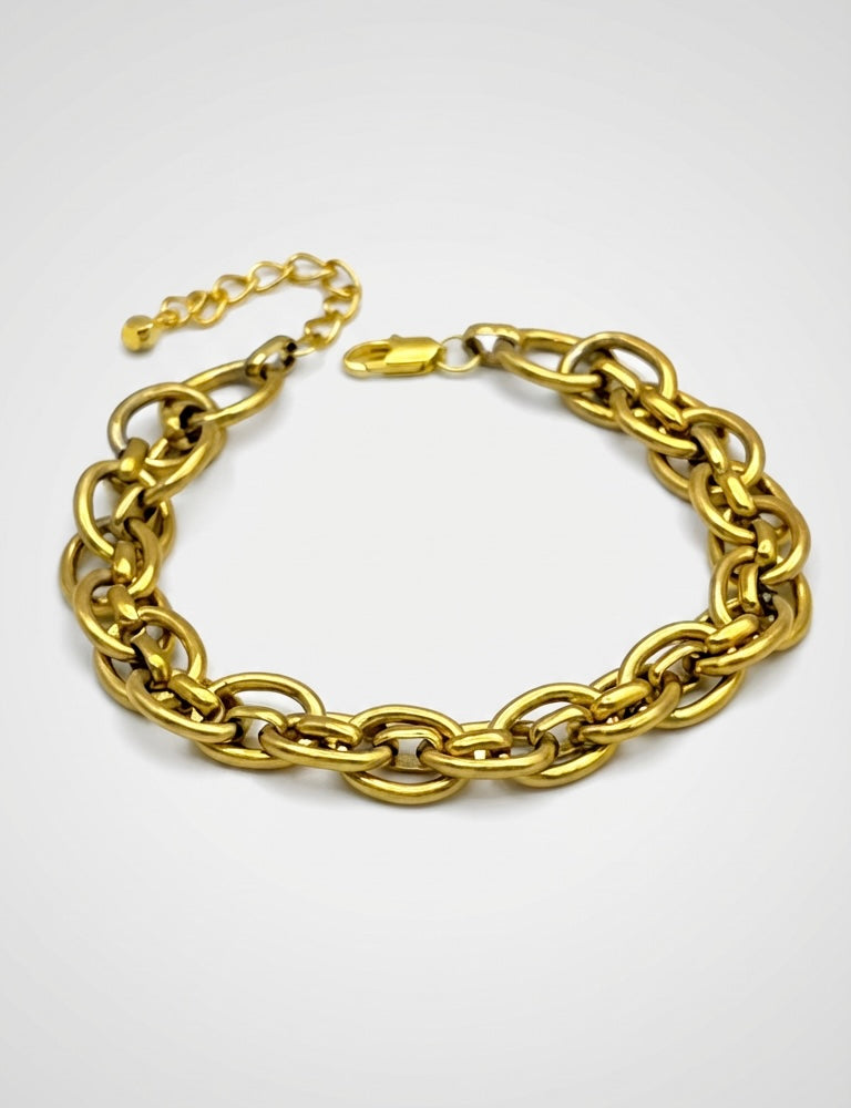 Gold-Tone Stainless Steel Double-Chain Bracelet – A Timeless Gift for Her