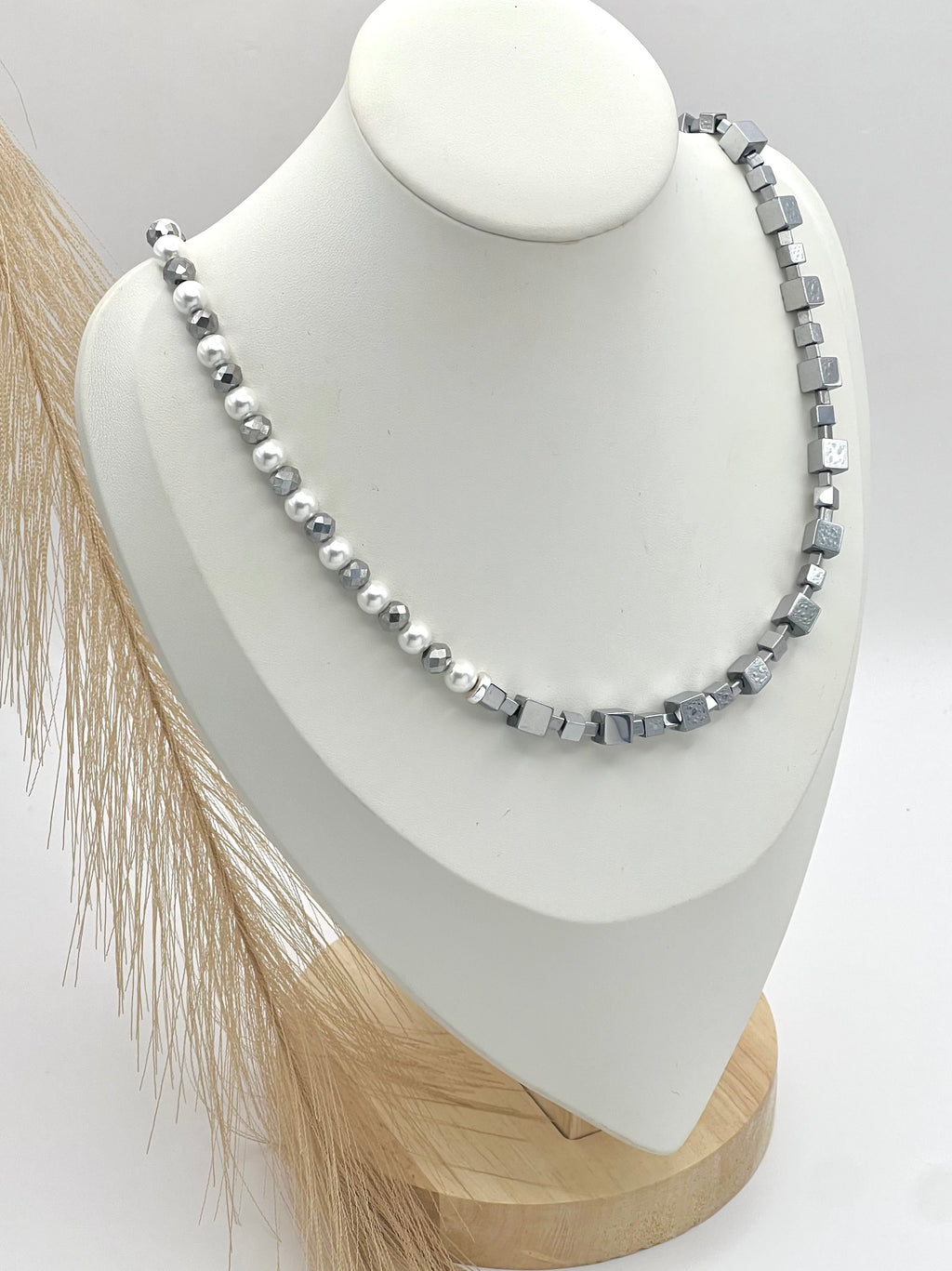 Silver White Natural Stone Necklace | Silver Steel Jewelry for Women