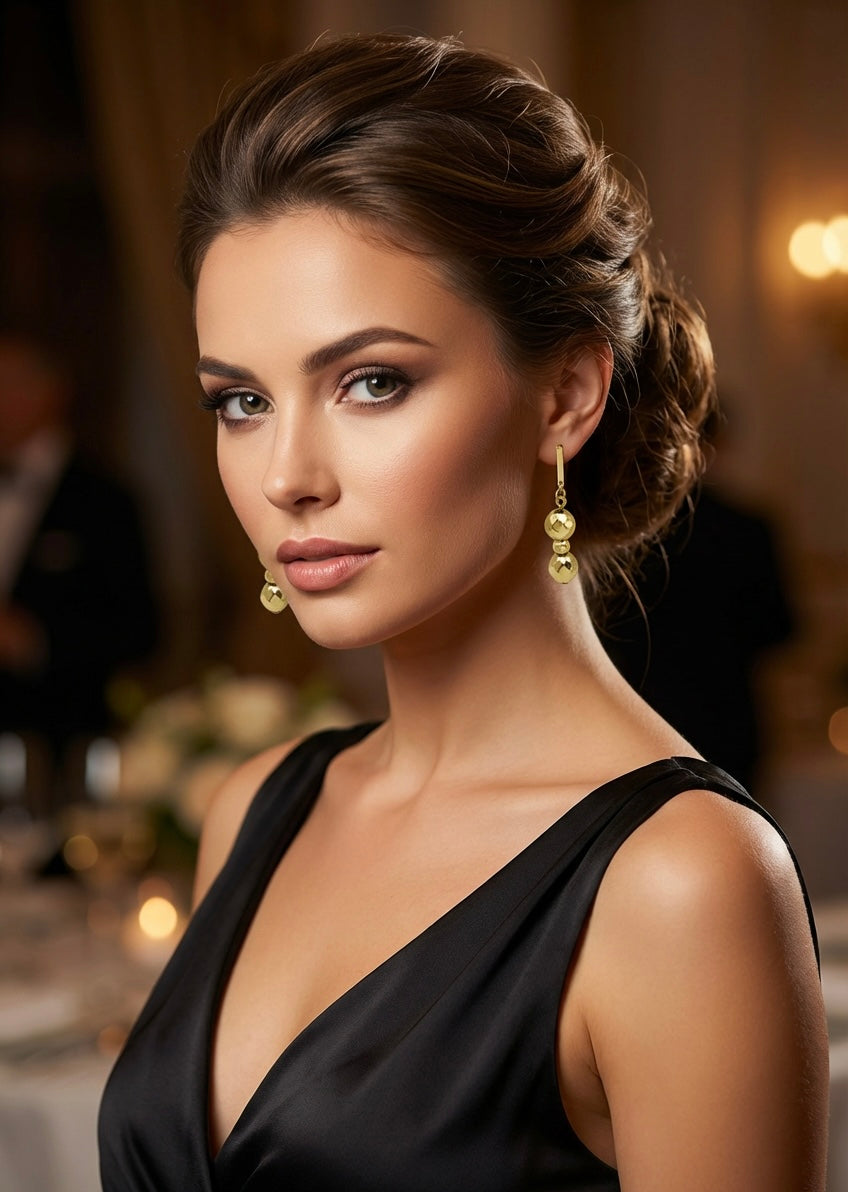 Gold Hematite Natural Stone Drop Earrings | Stainless Steel Clasp