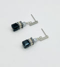 Black Crystal Glass Drop Stone Earrings | Silver Stainless Steel Clasp