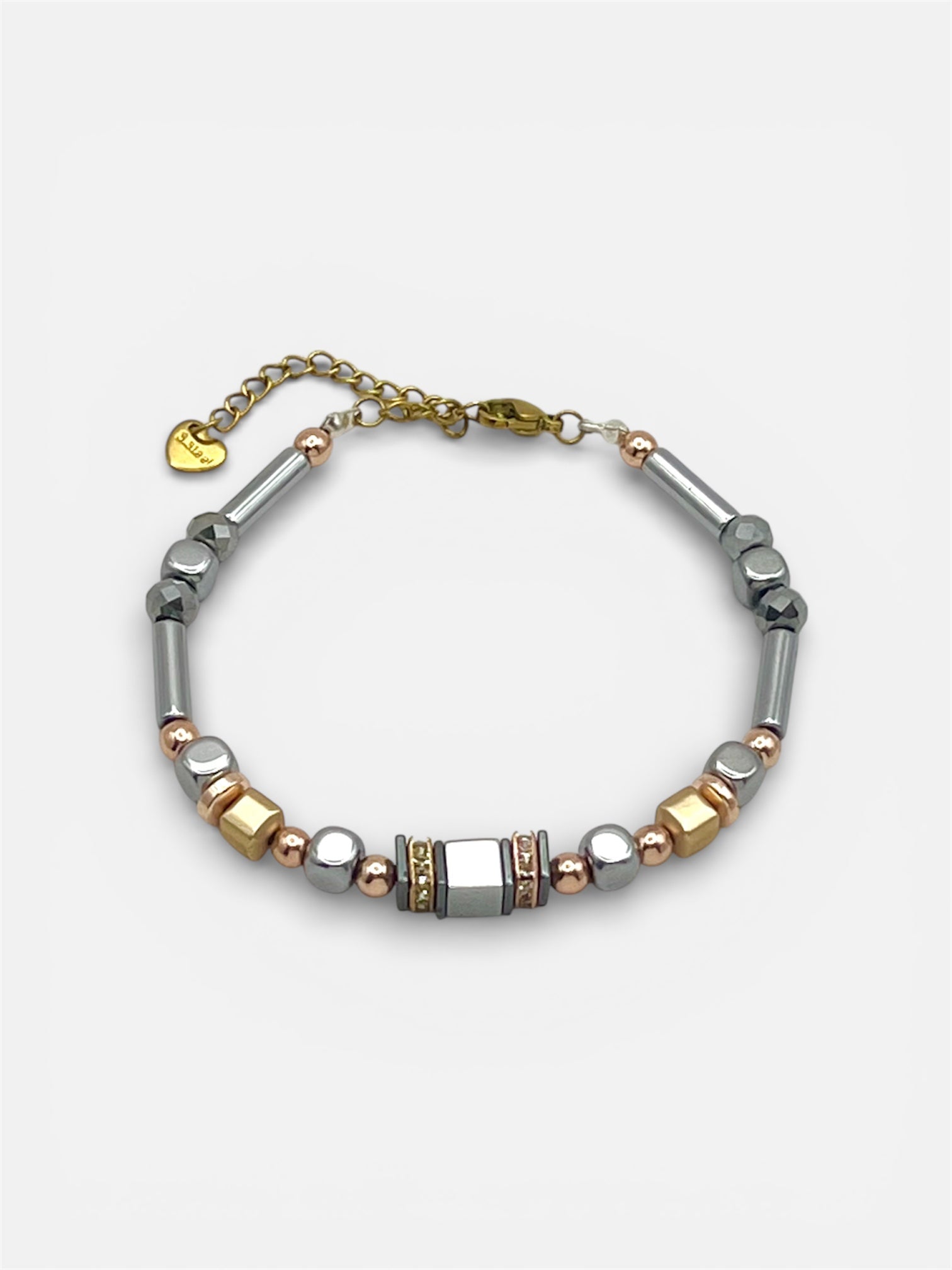 Silver Natural Stone Bracelet in Gold Stainless Steel
