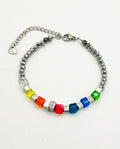 Multicolour Crystal Glass Bracelet | Silver Stainless Steel