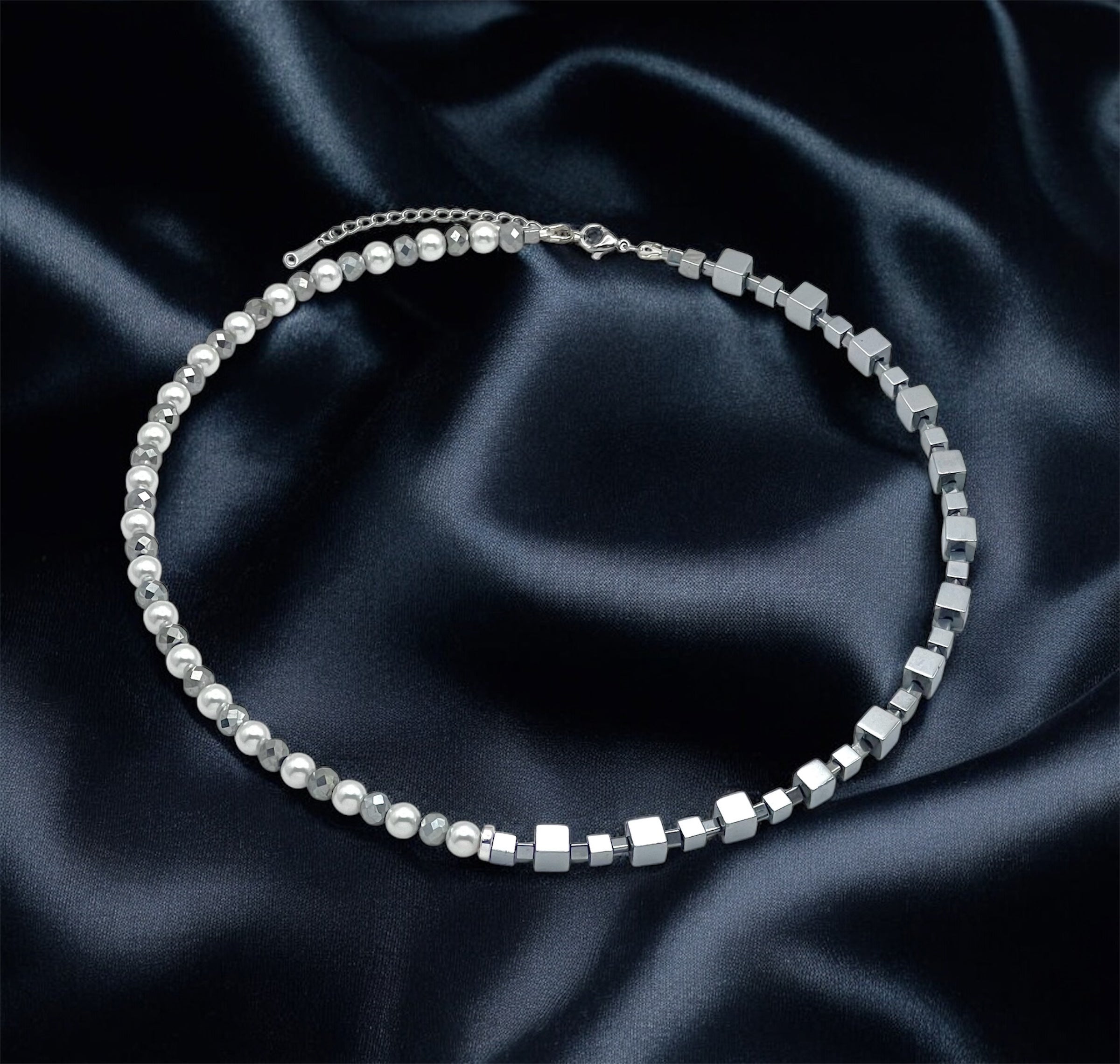 Silver White Natural Stone Necklace | Silver Steel Jewelry for Women