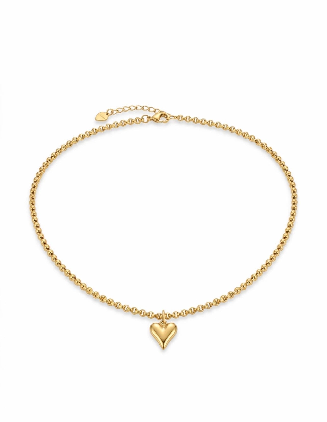 Gold Heart Pendant Necklace with Stainless Steel Chain