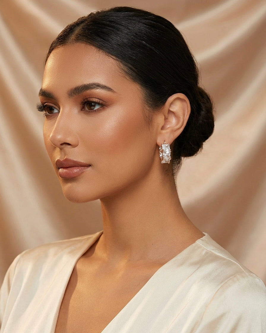 Elegant Cubic Zirconia Earrings | Gold Stainless Steel