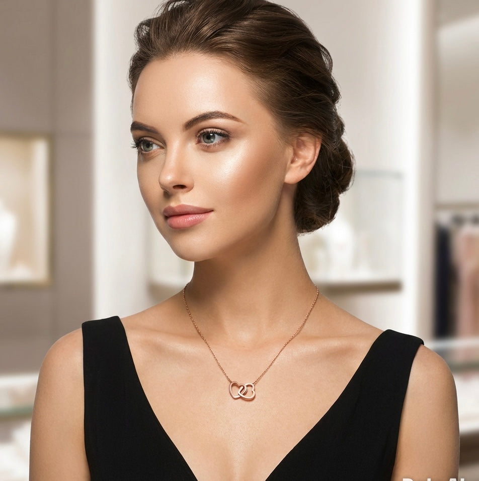 Rose Gold Stainless Steel Heart Pendant Necklace