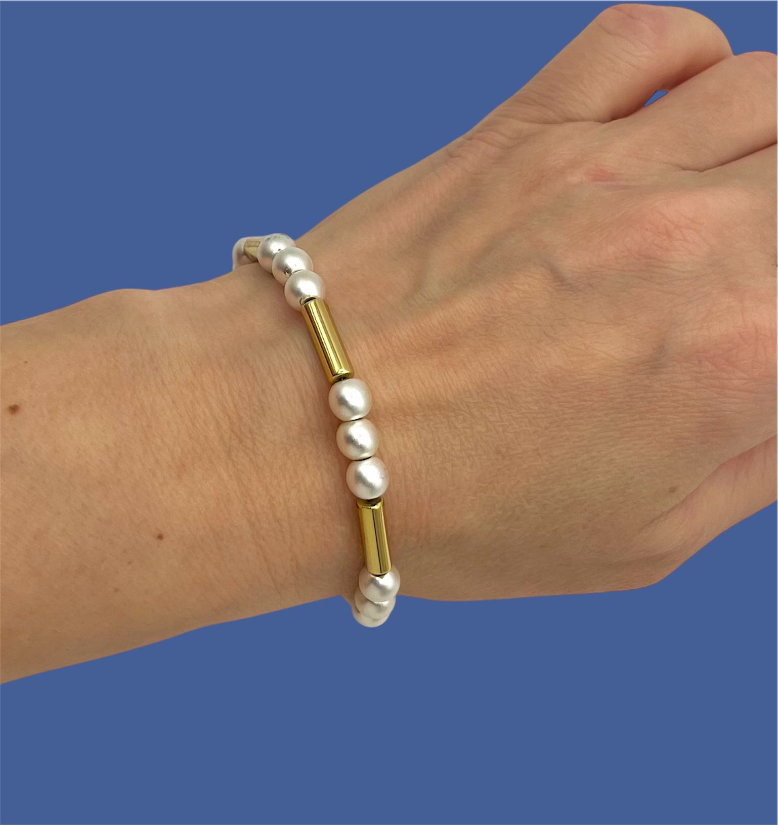 Natural Stone Bracelet | Gold-Tone, Gold-Plated Stainless Steel
