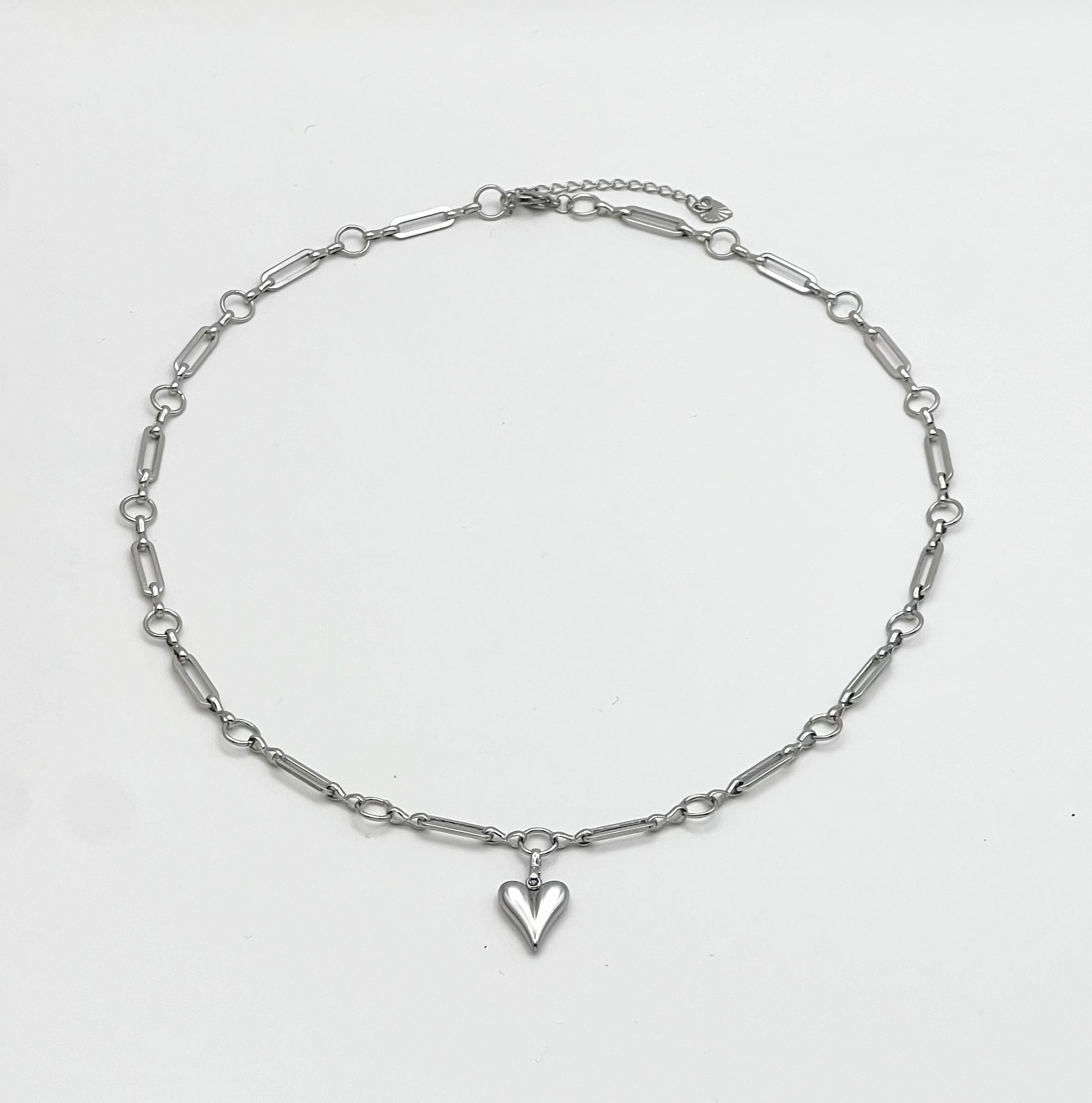 Silver Stainless Steel Heart Pendant Chain Necklace for Women – Gift Jewelry