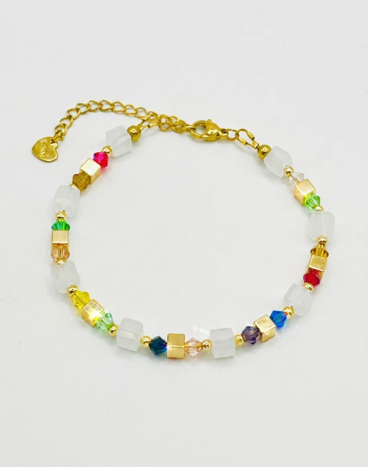 Multicolour and White Crystal Glass Stone Bracelet