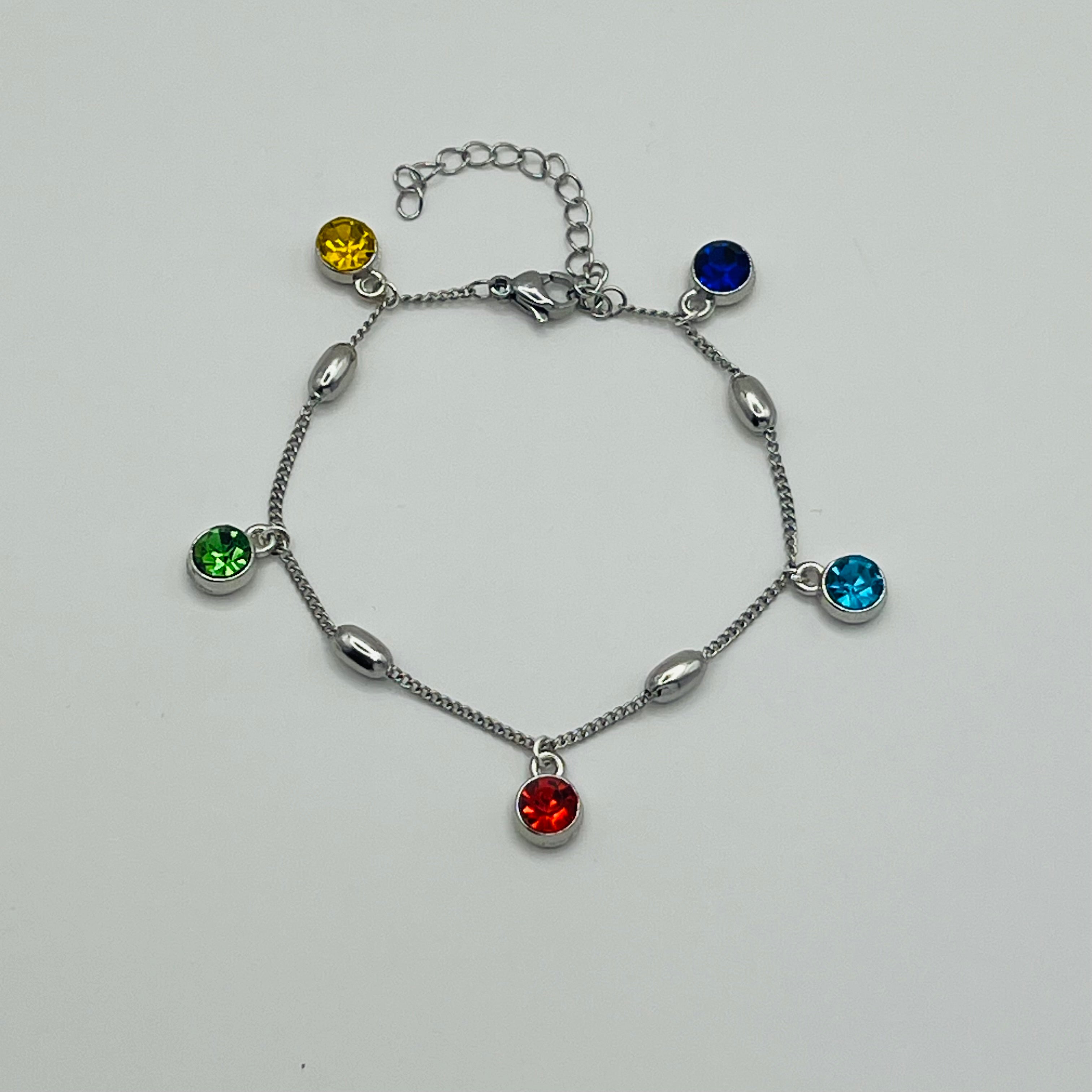 Multicolour Pendant Bracelet | Silver Stainless Steel