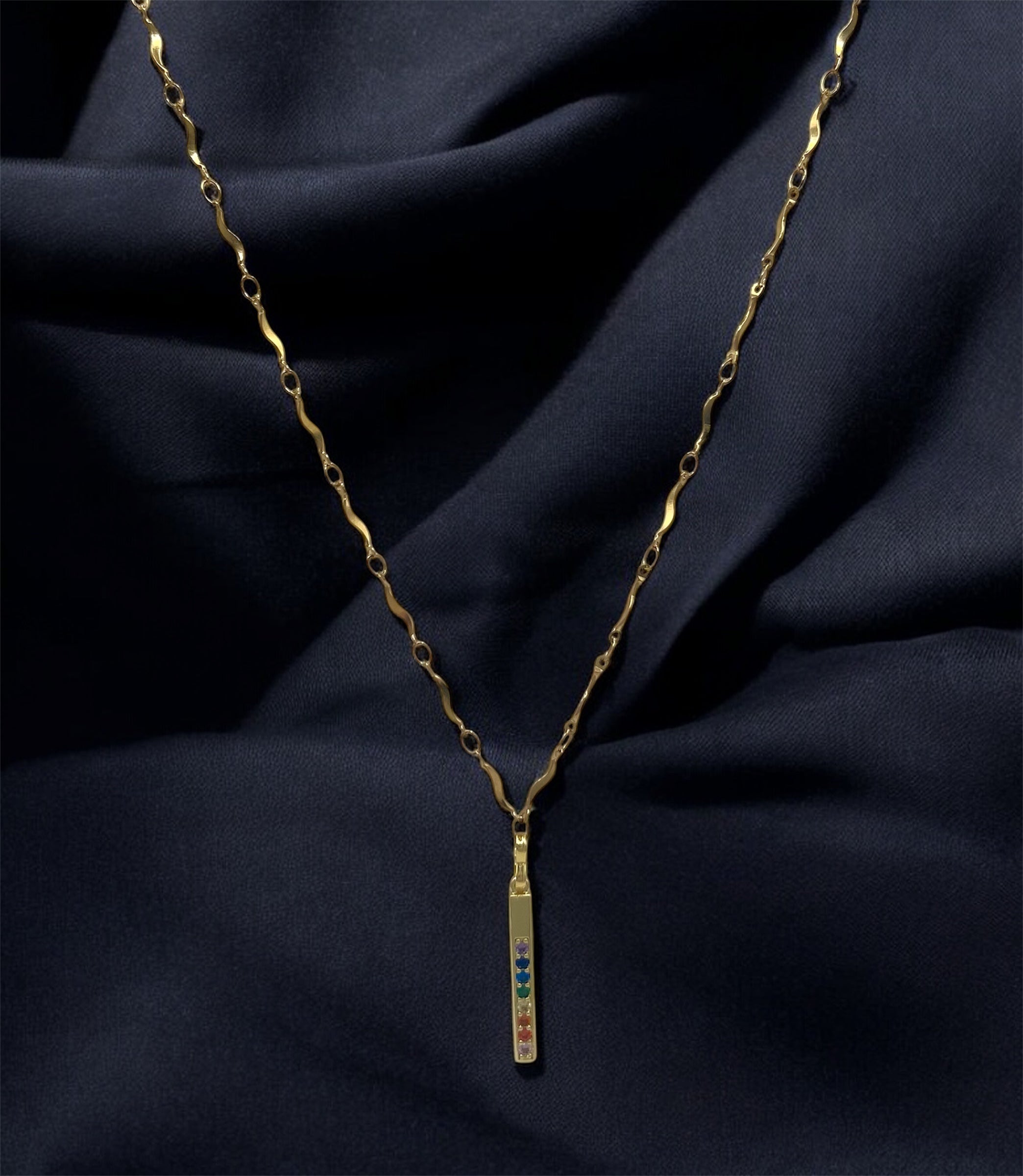 Elegant Multicolour Pendant Necklace | Gold Stainless Steel