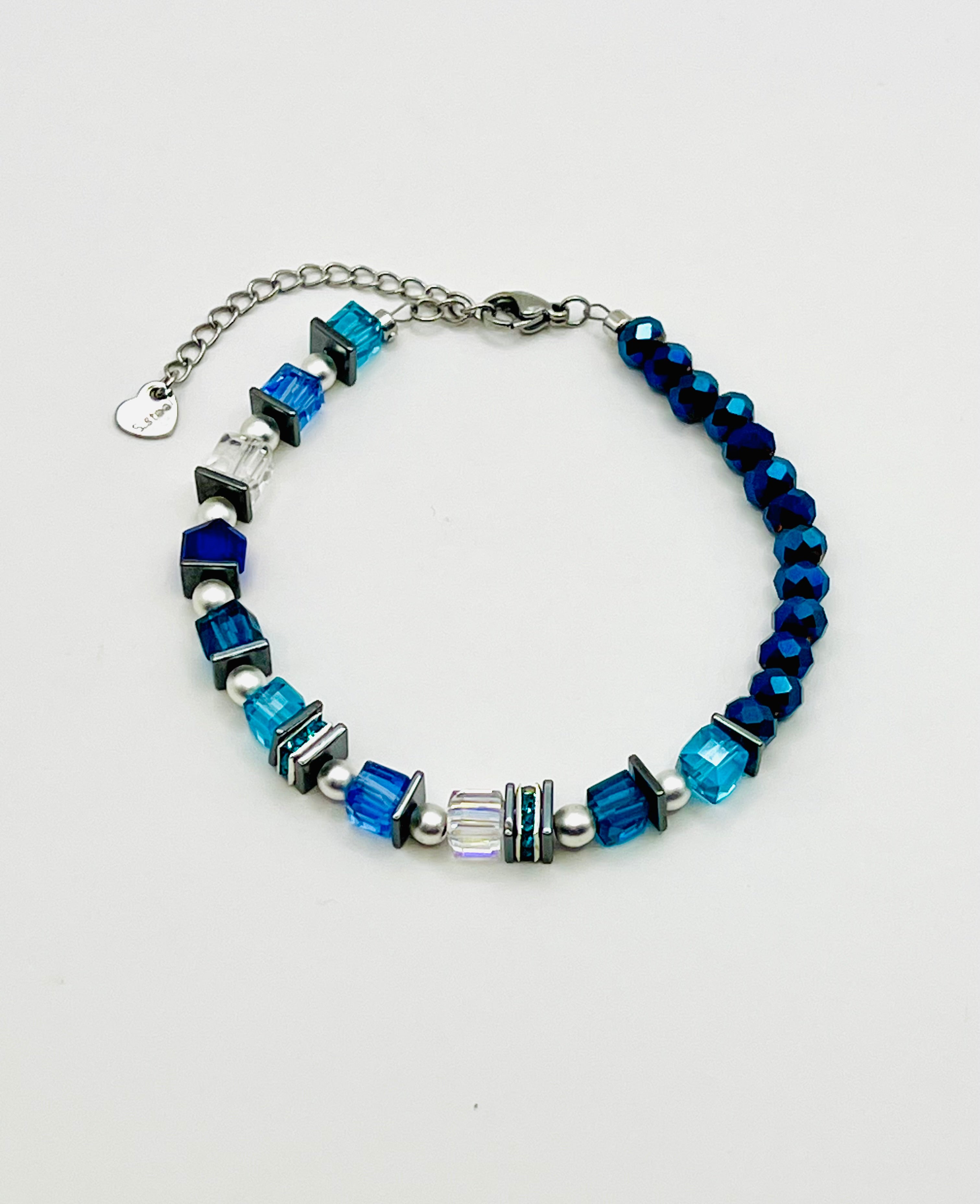 Dark Mix Blue Bracelet in Silver Stainless Steel