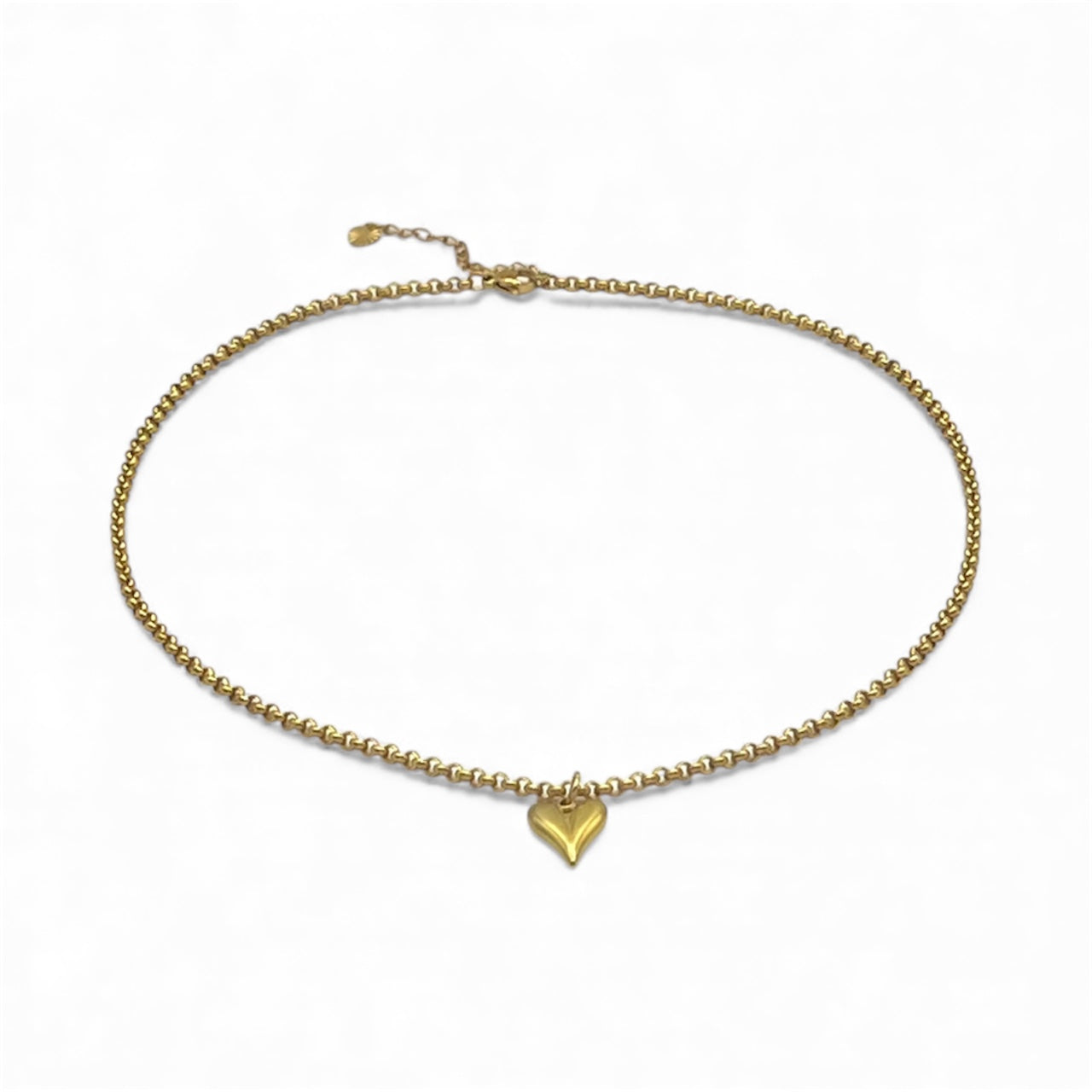 Gold Heart Pendant Necklace with Stainless Steel Chain